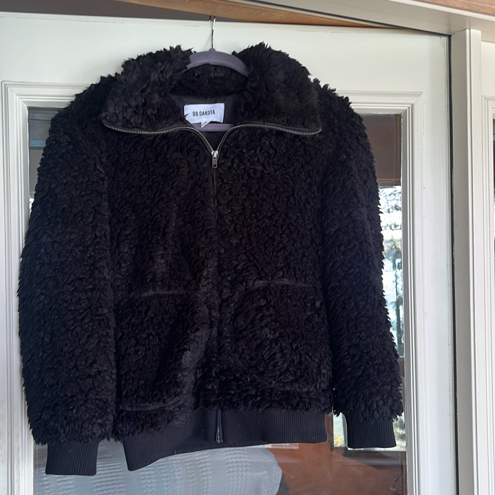BB DAKOTA - black teddy bomber jacket